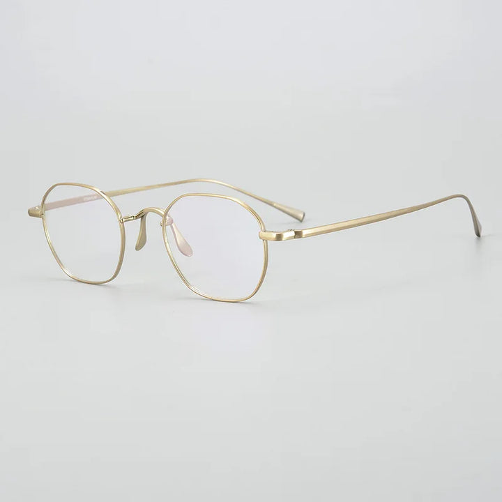 Black Mask Unisex Full Rim Irregular Square Titanium Eyeglasses Kj46 Full Rim Black Mask Gold  