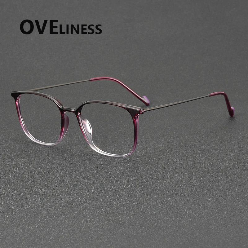 Oveliness Unisex Full Rim Square Titanium Eyeglasses 92345 Full Rim Oveliness purple gun