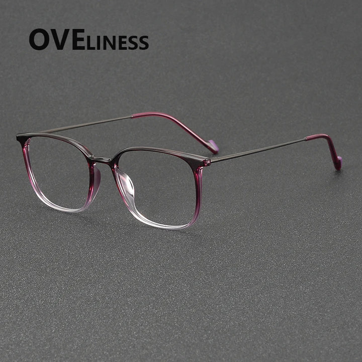 Oveliness Unisex Full Rim Square Titanium Eyeglasses 92345 Full Rim Oveliness purple gun