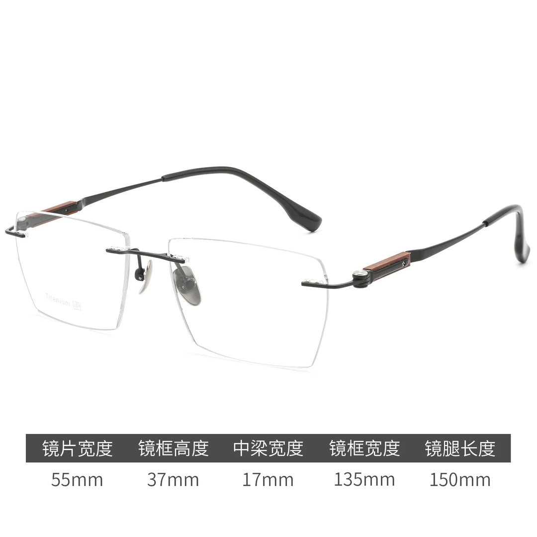 Bclear Men Rimless Square Titanium Eyeglasses BSF-18330T