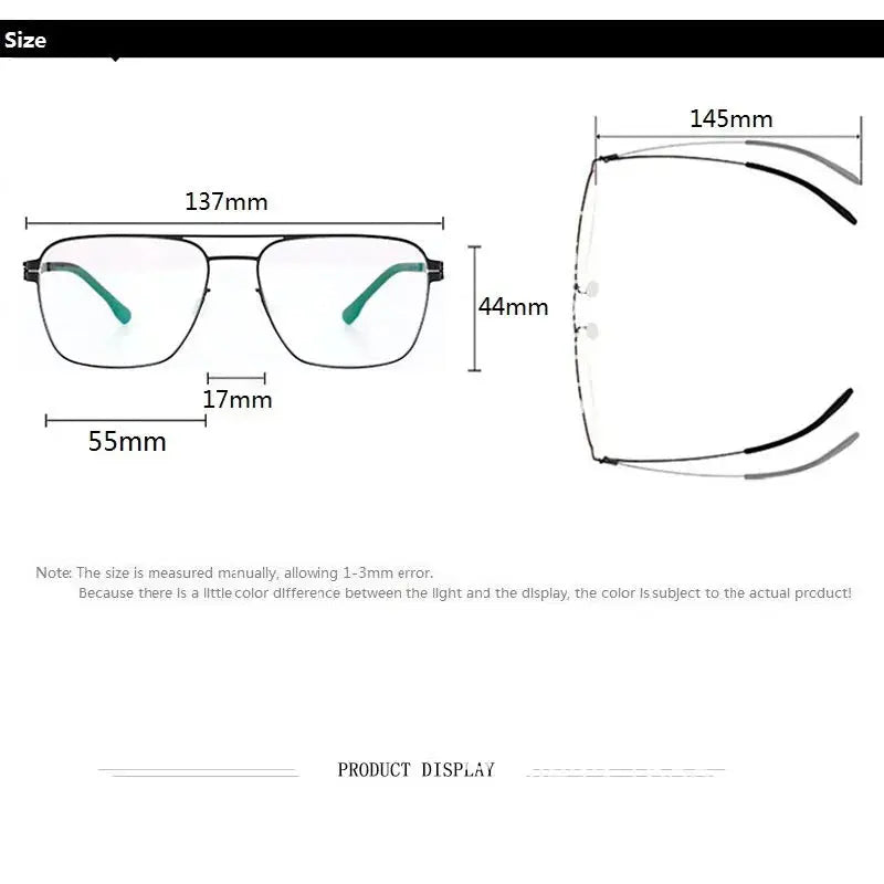 Hdcrafter Womens Full Rim Double Bridge Square Stainless Steel Frames 551744 — view 2 | Hdcrafter Eyeglasses at FuzWeb