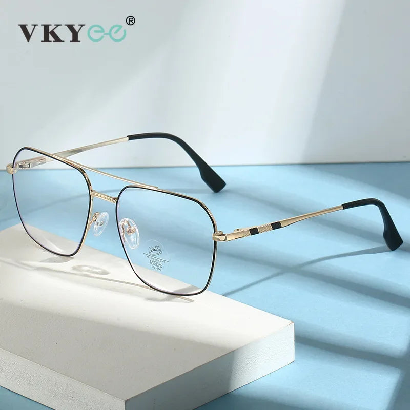 Vicky Unisex Full Rim Square Double Bridge Alloy Reading Glasses 46905 Reading Glasses Vicky   