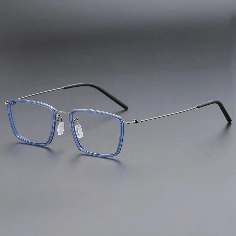 Gatenac Unisex Full Rim Square Acetate Titanium Eyeglasses 699853 FuzWeb
