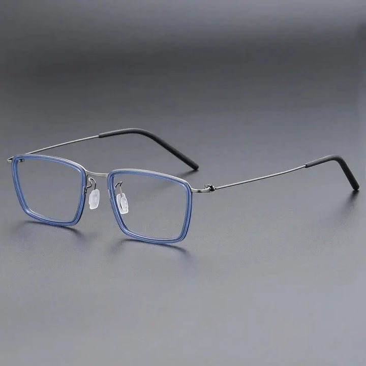 Gatenac Unisex Full Rim Square Acetate Titanium Eyeglasses 699853 FuzWeb