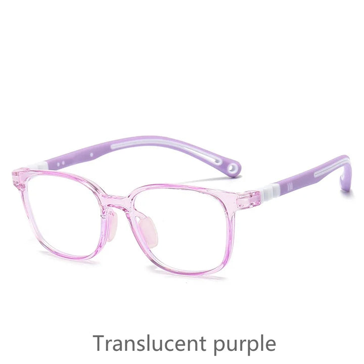 KatKani Unisex Children's Full Rim Square Tr 90 Eyeglasses D101 Full Rim KatKani Eyeglasses Translucent purple  