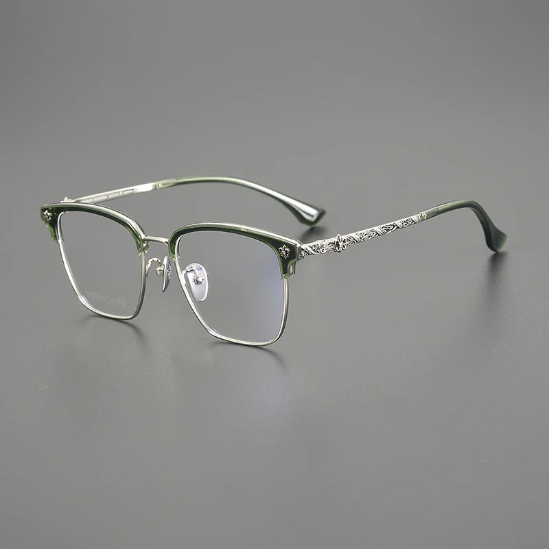 Nobler Unisex Full Rim Big Square Alloy Acetate Eyeglasses 8260 Full Rim Nobler C7  