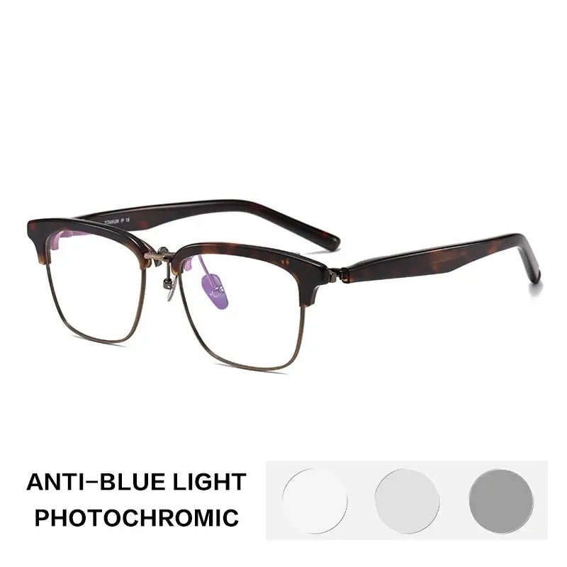 Gatenac Unisex Full Rim Flip Up Square Acetate Titanium Photochromic Reading Glasses 62796.