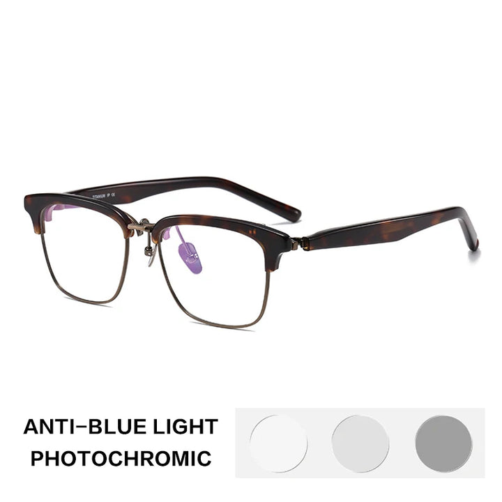 Gatenac Unisex Full Rim Flip Up Square Acetate Titanium Photochromic Reading Glasses 62796