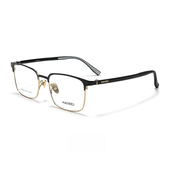 Yimaruili Men's Full Rim Square Ultem Alloy Eyeglasses 460026 Full Rim Yimaruili Eyeglasses Black Gold