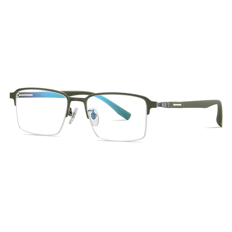 Handoer Men's Semi Rim Big Square Titanium Eyeglasses 62089