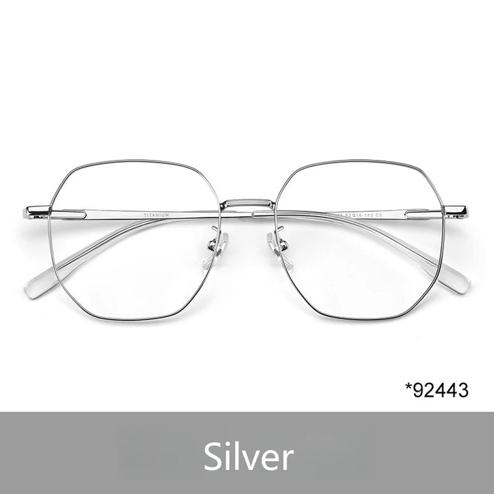 Yimaruili Unisex Full Rim Flat Top Oval Titanium Alloy Eyeglasses 3244 Full Rim Yimaruili Eyeglasses Silver  