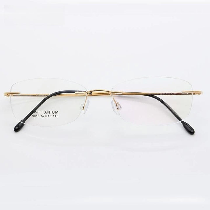 KatKani Women's Rimless Oval Titanium Eyeglasses 9010 Rimless KatKani Eyeglasses Gold  