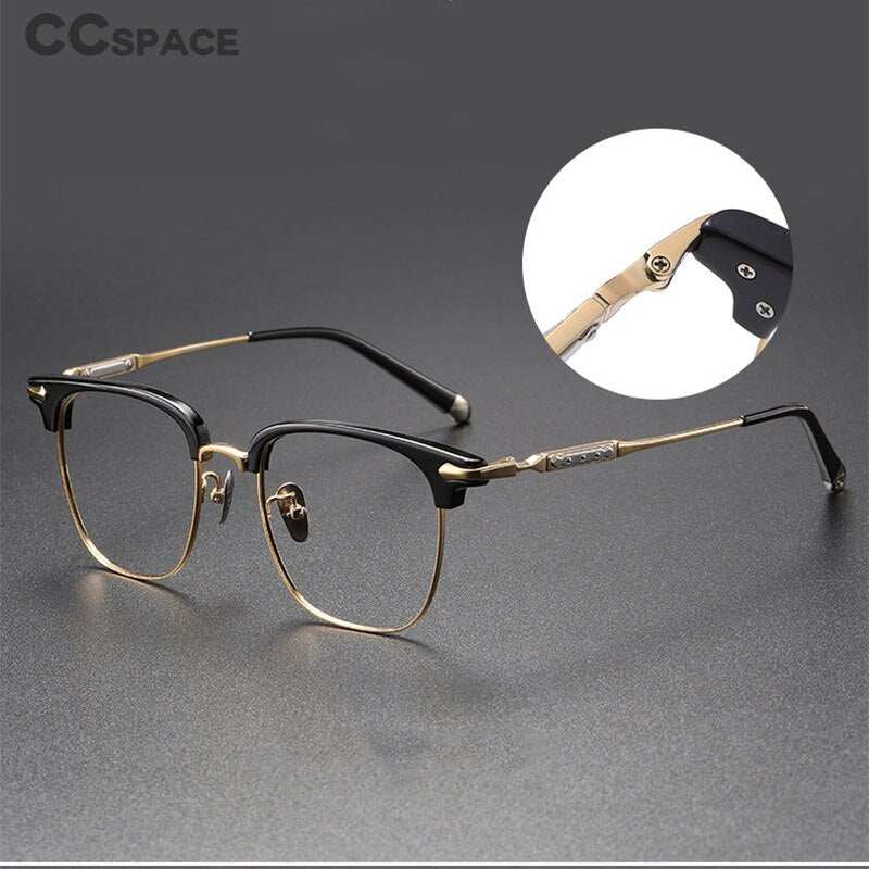 CCspace Unisex Full Rim Square Titanium Alloy Eyeglasses 56404 Full Rim CCspace   