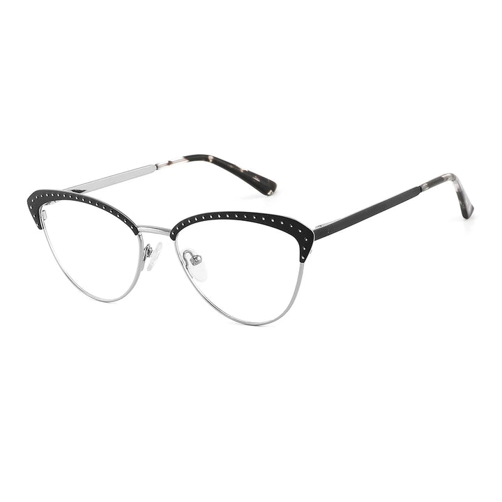 Laoyehui Women's Full Rim Square Cat Eye Alloy Reading Glasses 8867 Reading Glasses Laoyehui BLACK -250 