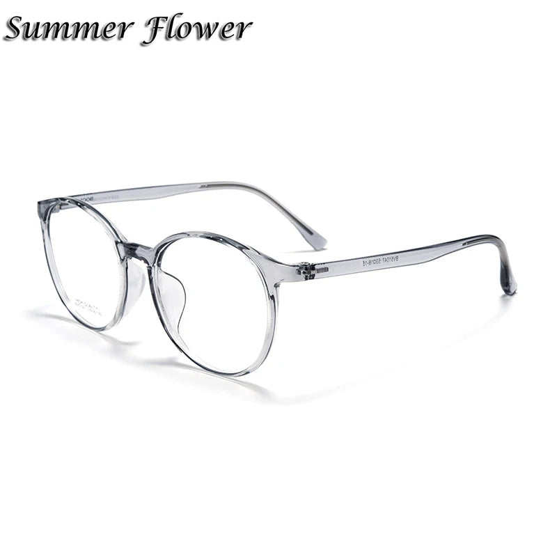 Summer Flower Women's Full Rim Round Tr 90 Titanium Eyeglasses 51047