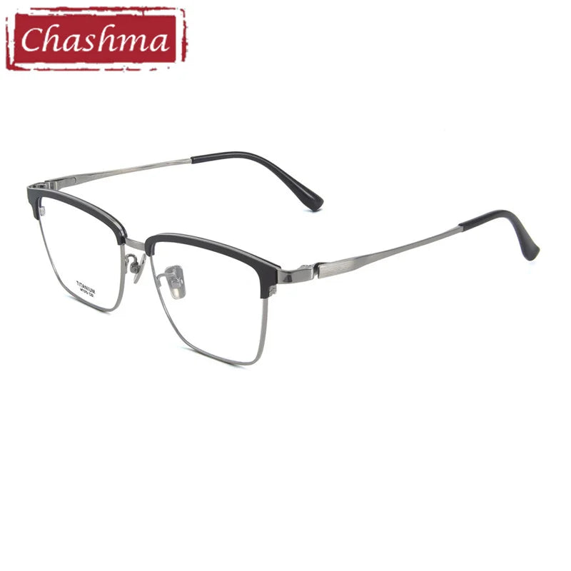 Chashma Ochki Men's Full Rim Square Acetate Titanium Eyeglasses 881079