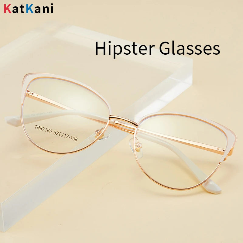 KatKani Women's Full Rim Cat Eye Alloy Eyeglasses 87166 Full Rim KatKani Eyeglasses   