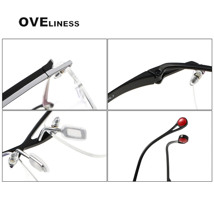 Oveliness Unisex Rimless Rectangle Brow Line Titanium Eyeglasses 9218 Rimless Oveliness   