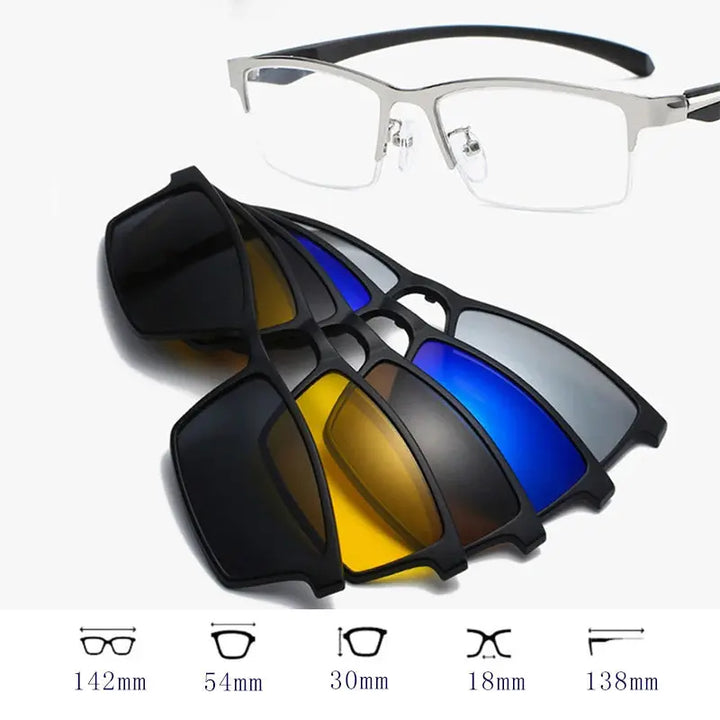 Hdcrafter Unisex Full Rim Square Acetate Frames  With Clip On Sunglasses 515670 Hdcrafter Eyeglasses