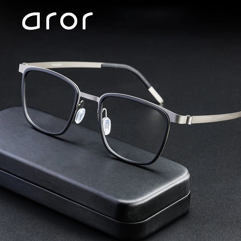 Aror Women's Full Rim Square Acetate Titanium Eyeglasses 49715 Full Rim Aror