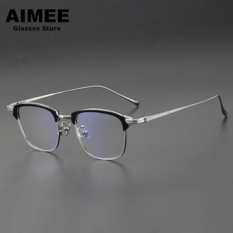 Aimee Unisex Full Rim Big Square Titanium Acetate Eyeglasses 111026 Full Rim Aimee   