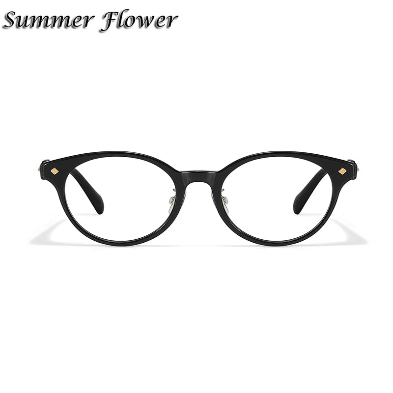 Summer Flower Women's Full Rim Round Acetate Eyeglasses 842351 Full Rim Summer Flower Black