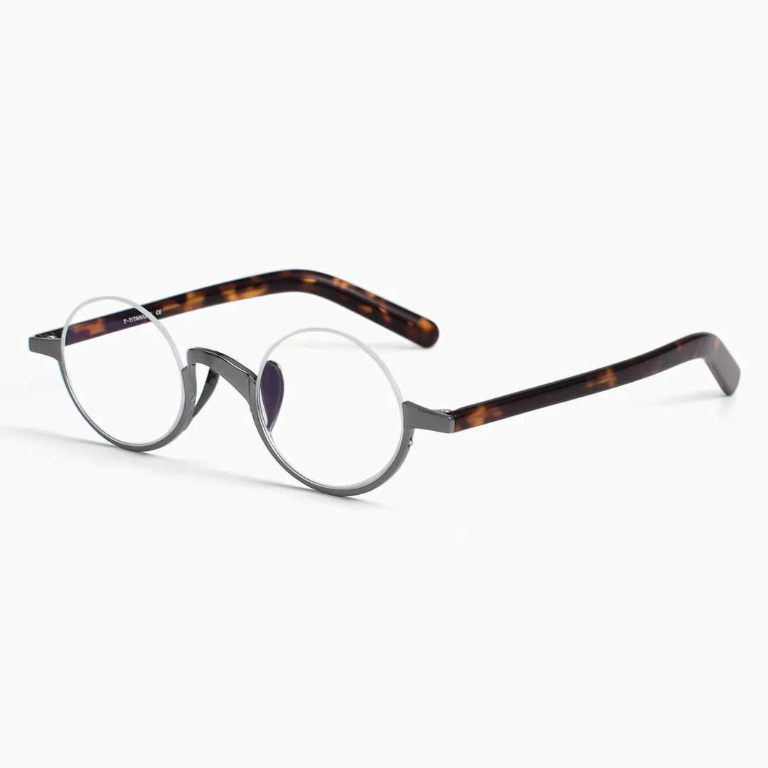 Black Mask Women's Semi Rim Round Titanium Acetate Eyeglasses 366980