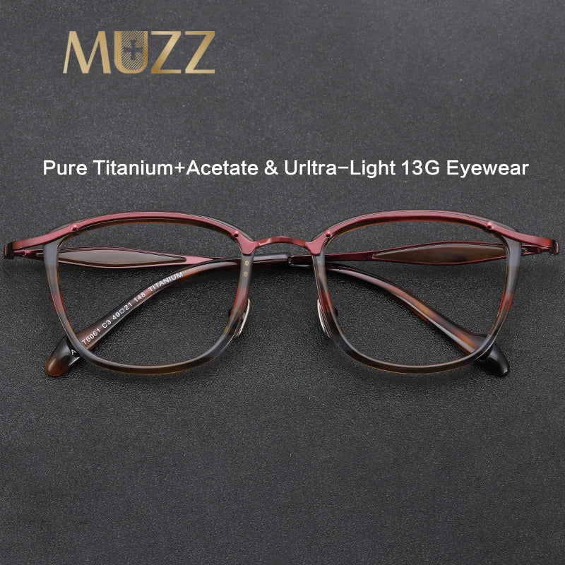 Muzz Unisex Full Rim Square Titanium Eyeglasses 6061 Full Rim Muzz   