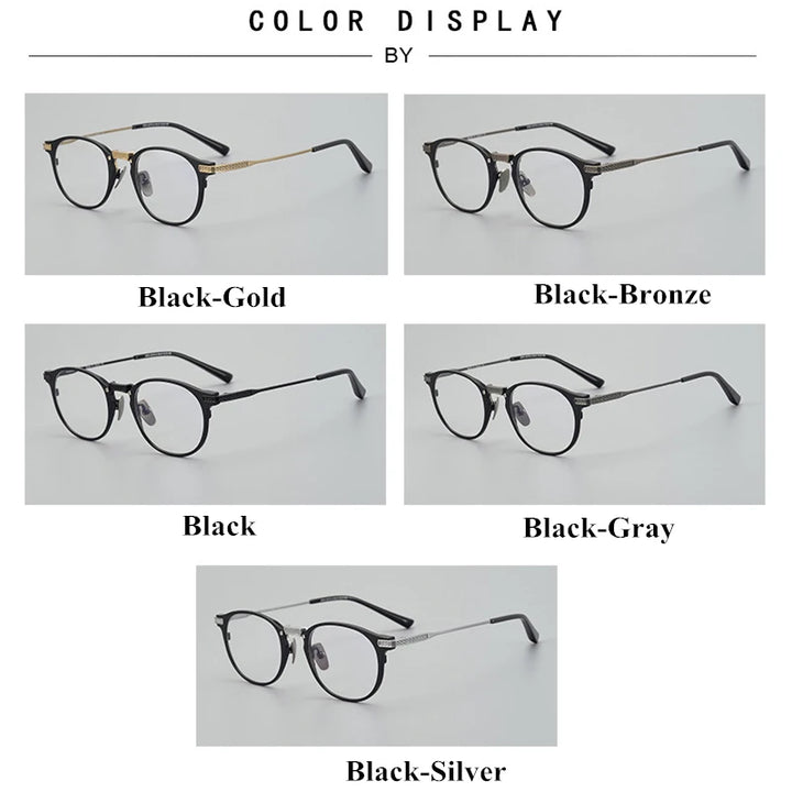 Black Mask Unisex Full Rim Round Square Titanium Eyeglasses D2078 Full Rim Black Mask   