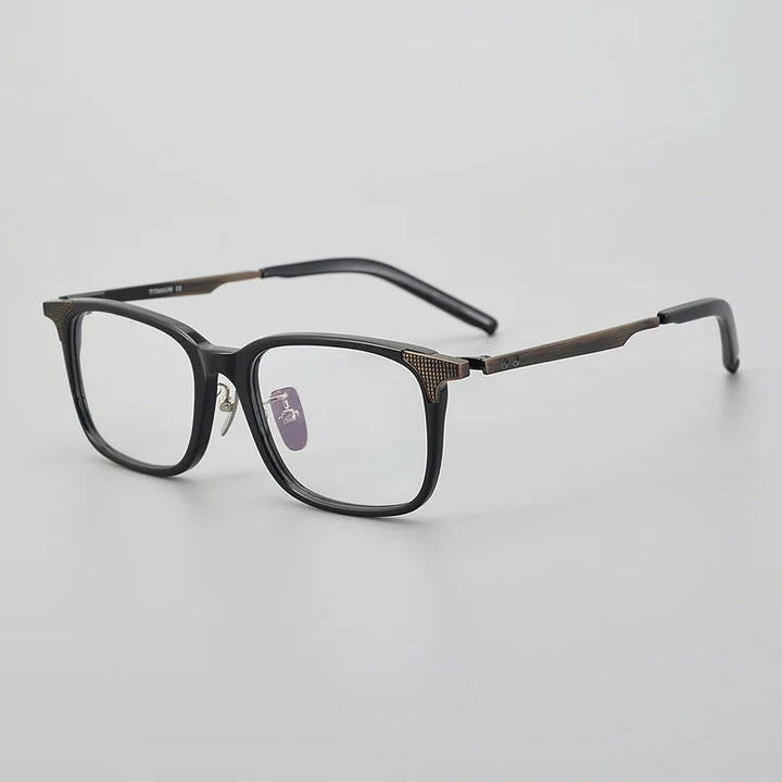 Muzz Men's Full Rim Square Brow Line Acetate Titannium Eyeglasses 89999