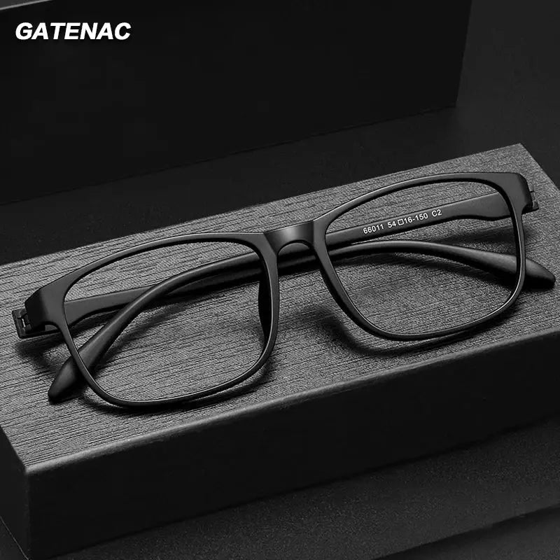 Gatenac Unisex Full Rim Square Tr 90 Titanium Eyeglasses 966011 FuzWeb