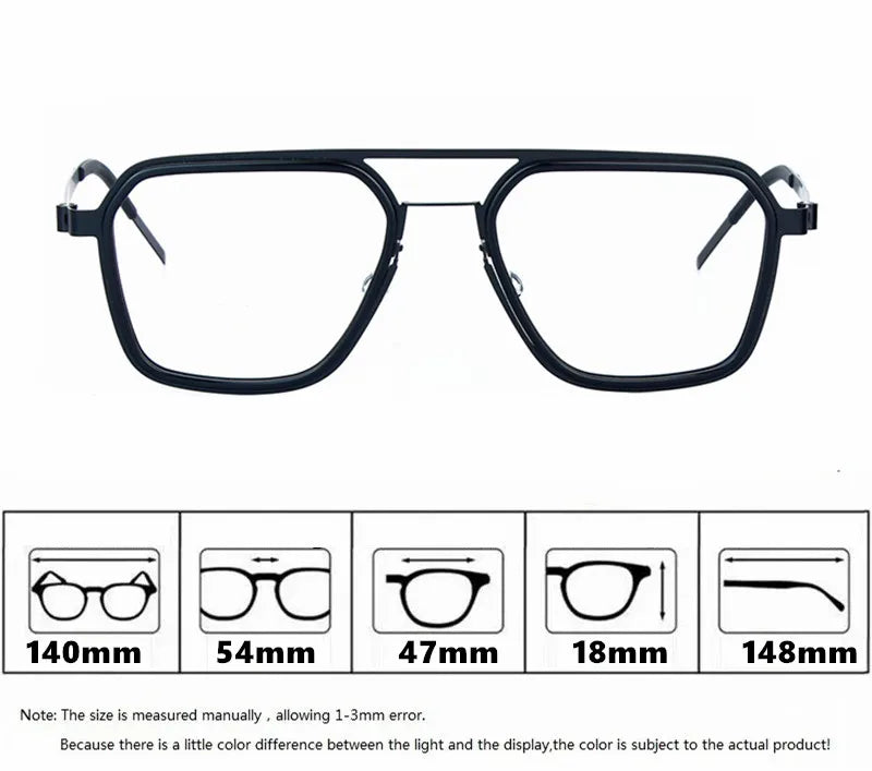 Aimee Unisex Full Rim Square Double Bridge Titanium Acetate Eyeglasses 19753