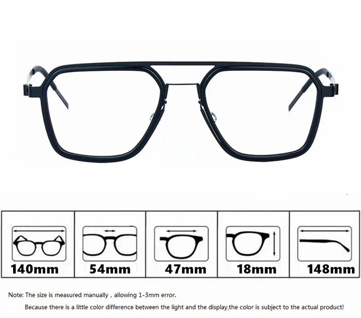 Aimee Unisex Full Rim Square Double Bridge Titanium Acetate Eyeglasses 19753