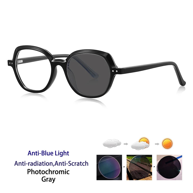 Kocolior Women's Full Rim Oval Tr 90 Alloy Photochromic Reading Glasses 242051