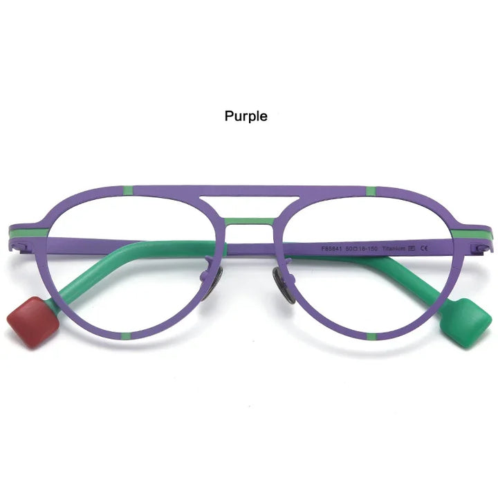 Aror Unisex Full Rim Oval Double Bridge Titanium Eyeglasses 415018