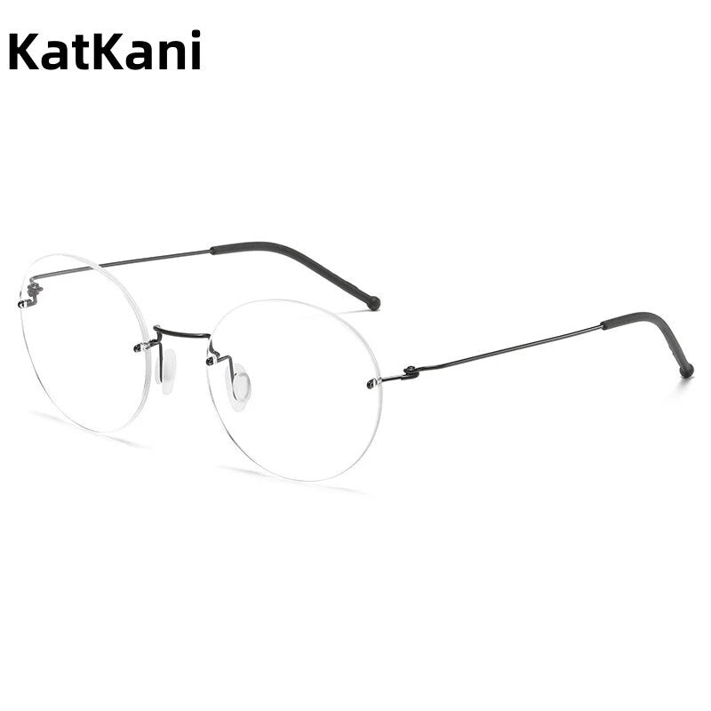 KatKani Unisex Rimless Round Titanium Eyeglasses T5936 Rimless KatKani Eyeglasses   