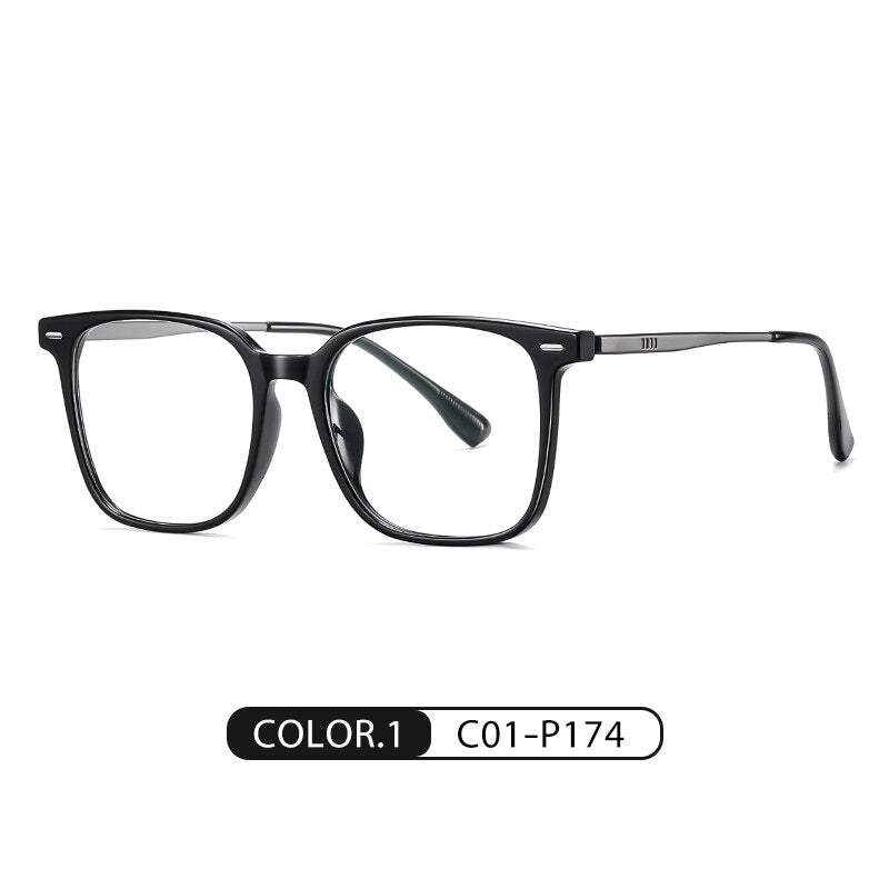 Zirosat Men's Full Rim Square Tr 90 Titanium Eyeglasses St6204 Full Rim Zirosat C1  
