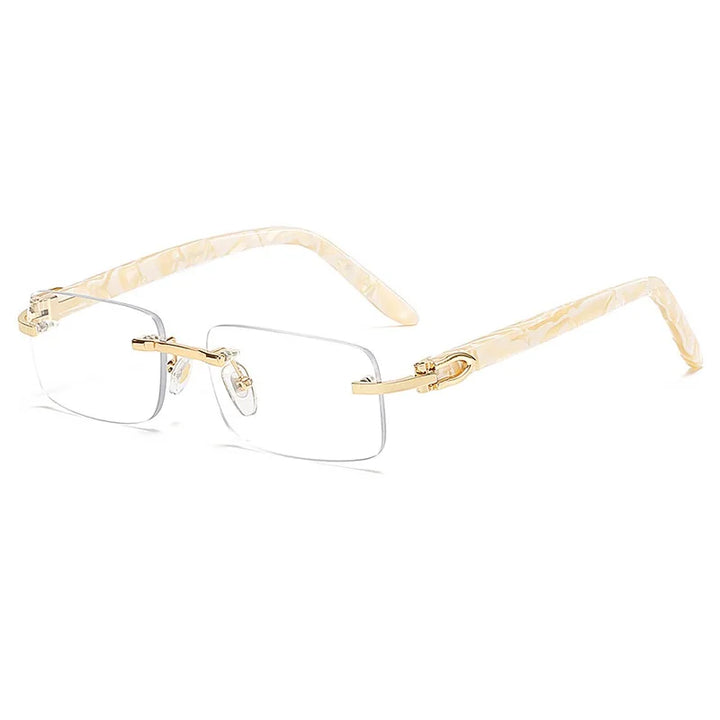 Cubojue Men's Rimless Square Alloy Acetate Eyeglasses 58026 Reading Glasses Cubojue M9gold