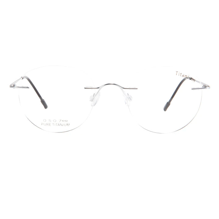 Esnbie Unisex Rimless Oval Round Titanium Eyeglasses 11461 Rimless Esnbie   