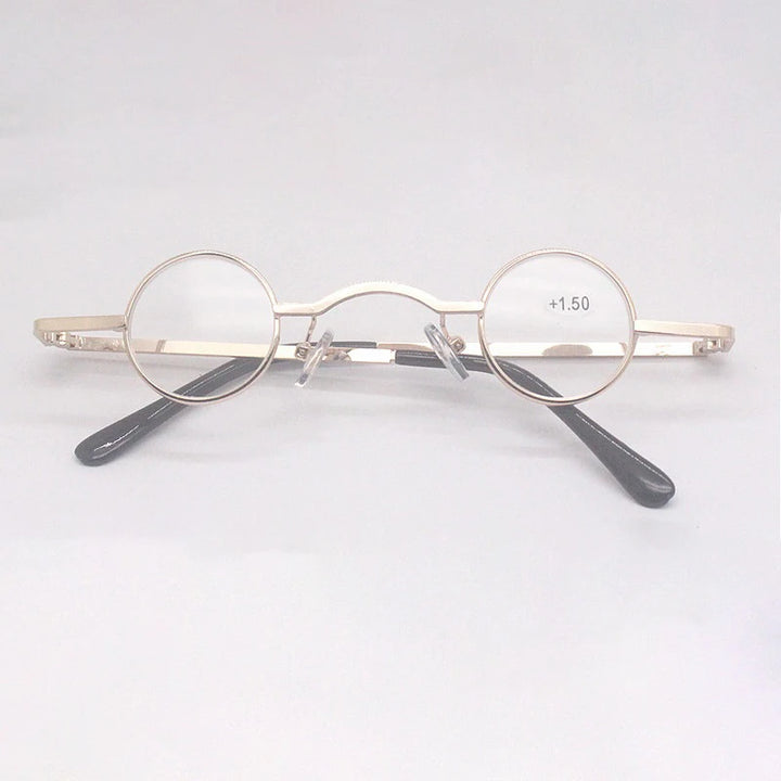 Cubojue Unisex Full Rim Small Round Alloy Reading Glasses 2330 Reading Glasses Cubojue +250 Gold 