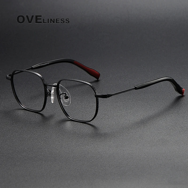 Oveliness Unisex Full Rim Square Titanium Eyeglasses 80940 Full Rim Oveliness black  