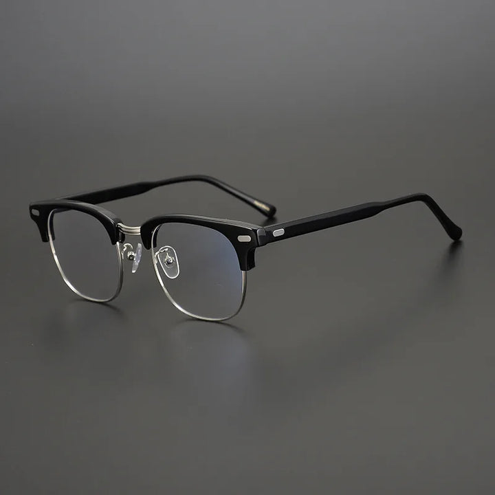 Black Mask Unisex Full Rim Square Alloy Acetate Eyeglasses 9533 Full Rim Black Mask Black-Silver  