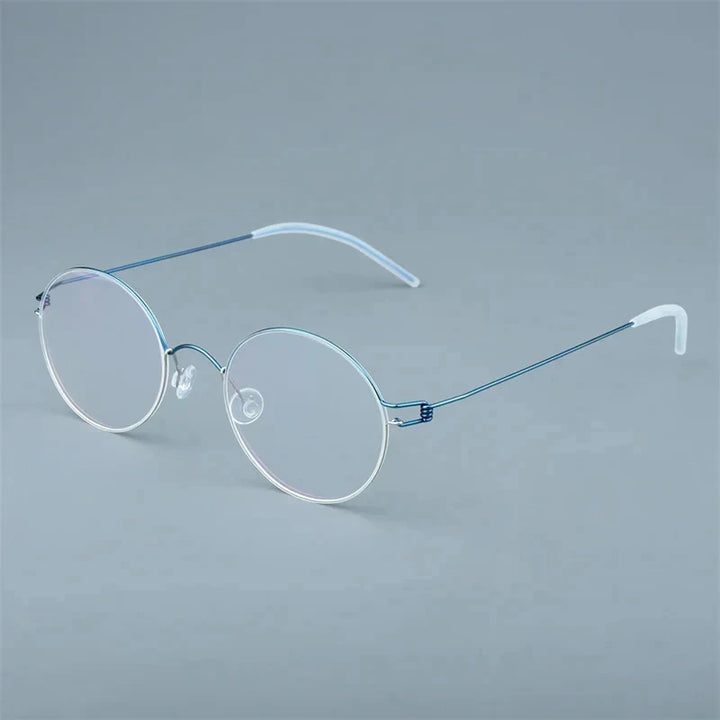 Aimee Unisex Full Rim Round Screwless Titanium Eyeglasses 504520 Full Rim Aimee Small Round Blue  