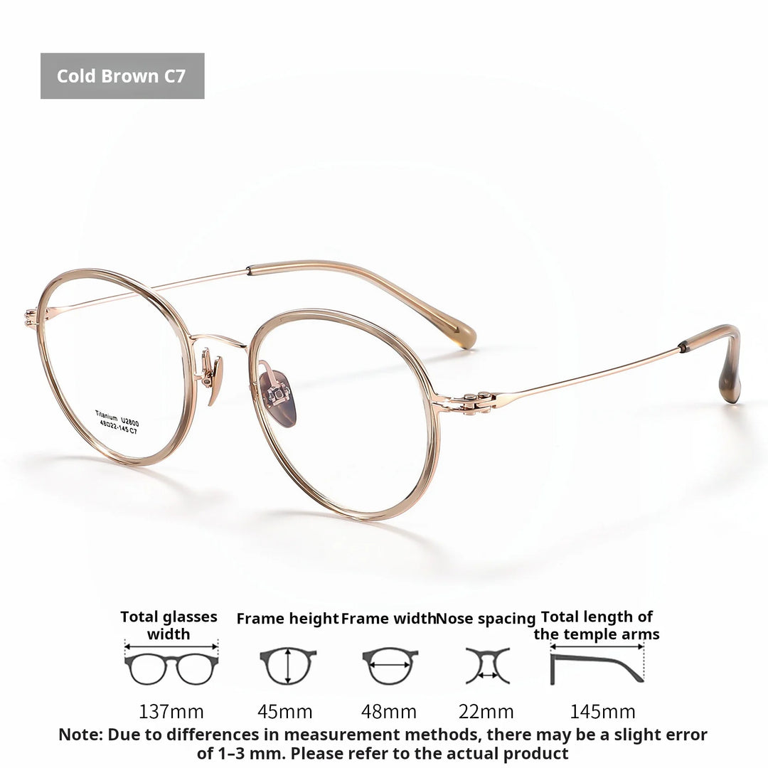 Xbora Unisex Full Rim Round Titanium &amp; Acetate Eyeglasses 2800 — view 4 | Xbora at FuzWeb