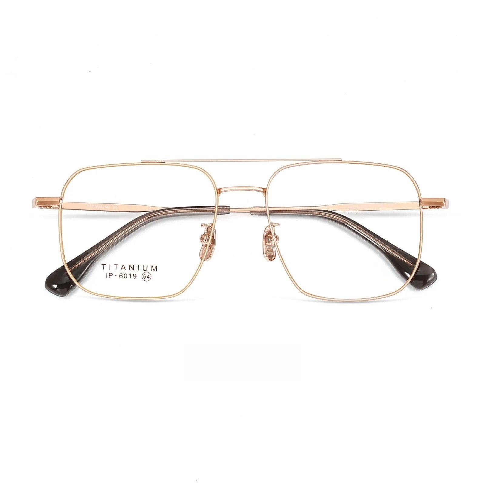 Yimaruili Unisex Full Rim Square Double Bridge Titanium Eyeglasses 6019 Full Rim Yimaruili Eyeglasses Rose Gold  