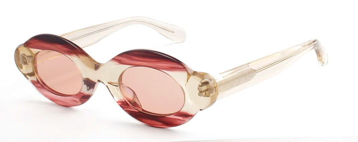 Esnbie Unisex Full Rim Oval Frosted Thick Acetate Sunglasses 240321