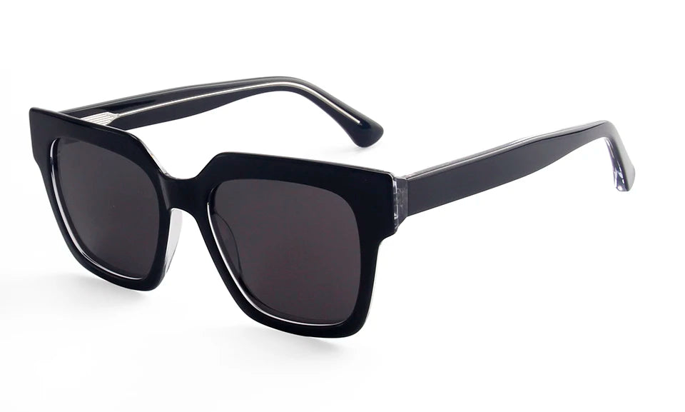 Esnbie Unisex Full Rim Square Brow Line Acetate Tac Sunglasses 240761