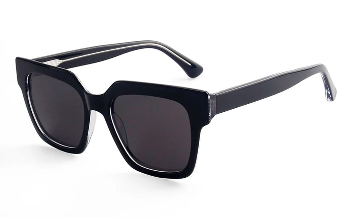 Esnbie Unisex Full Rim Polygon Brow Line Acetate Sunglasses 240761