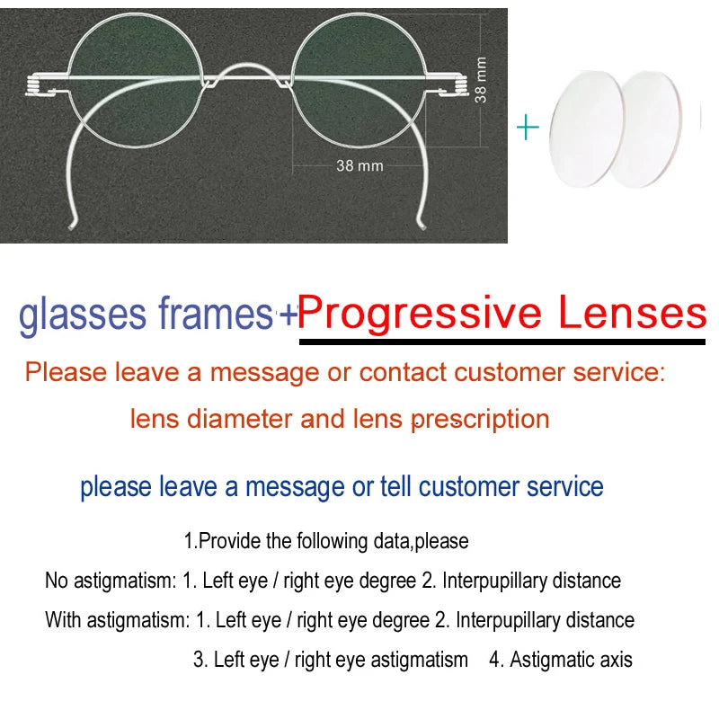 Yujo Unisex Full Rim Round Stainless Steel Custom Eyeglasses Y4042 Full Rim Yujo Progressive38 CHINA 