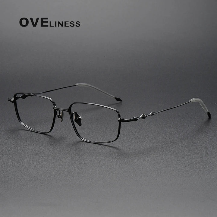 Oveliness Unisex Full Rim Rectangle Titanium Eyeglasses O1855 Full Rim Oveliness black  